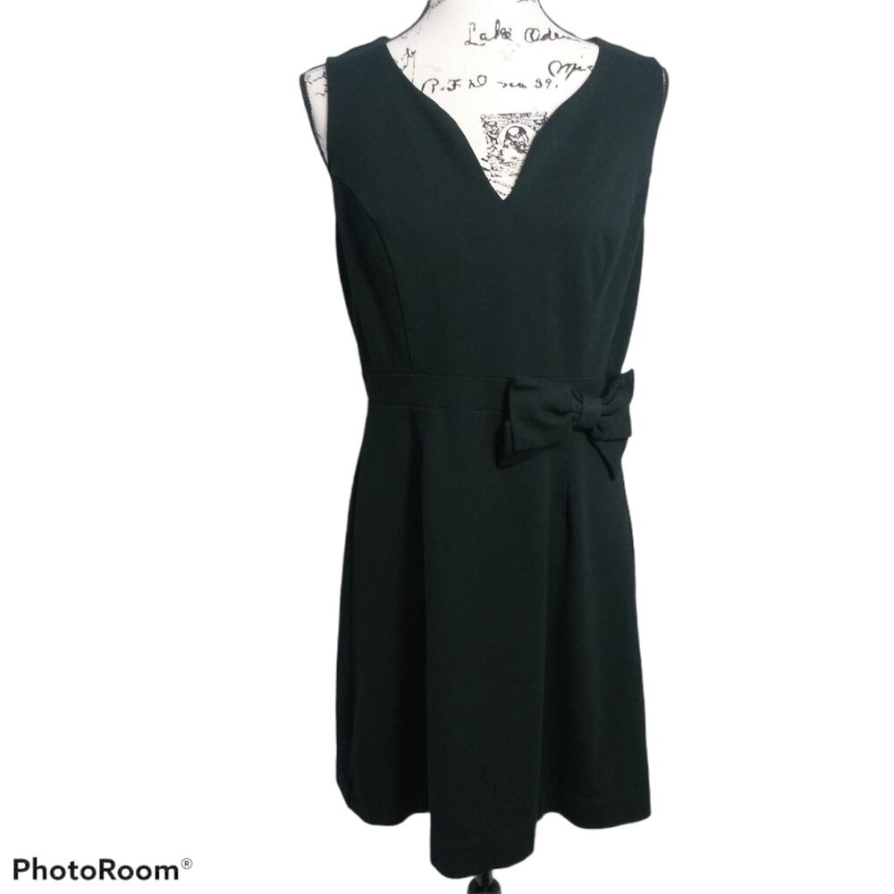 Ava By Le Tote Black Sleeveless Dress Waist Bow Cocktail LBD Size L